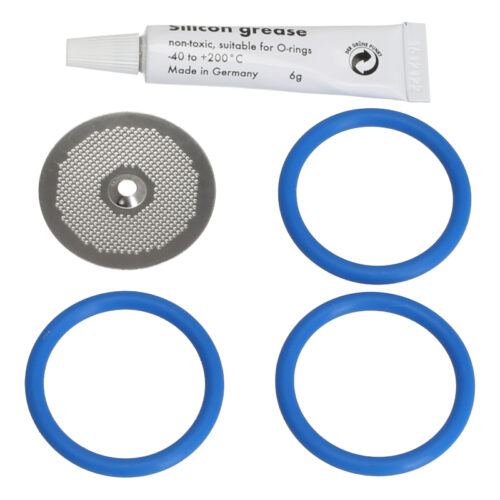 Premium Wartungsset für die DeLonghi Brüheinheit Unsere Premium Dichtungen sind von höchster Qualität Lieferumfang:  3x Kolbendichtung Premium 1x Sieb für die Brüheinheit 1x 6g Multi Silikonfett